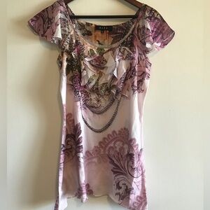 Capped Sleeved, Printed Blouse.